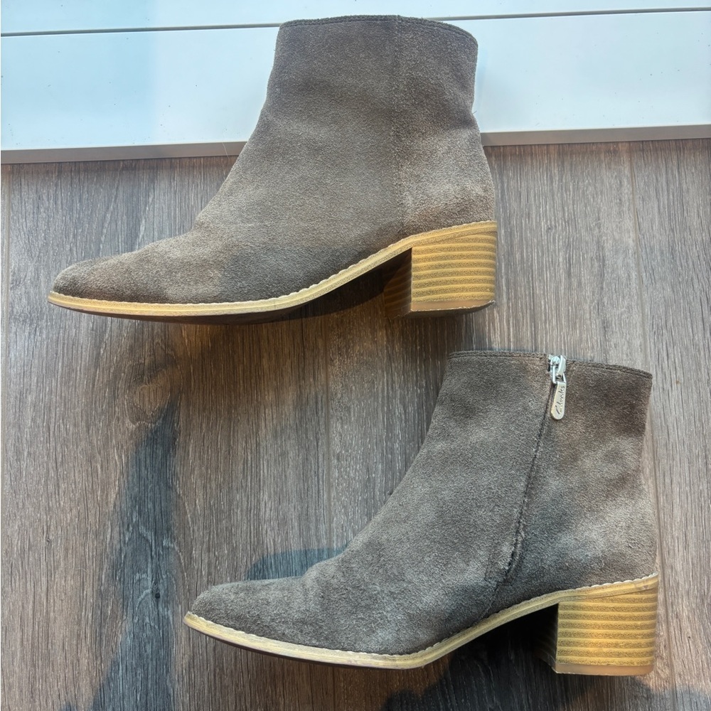 Clarks Suede Ankle Boots - Taupe